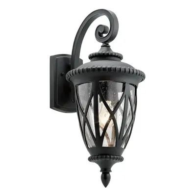 Outdoor IP44 Bulb Wall Light Lantern Textured Black LED E27 60W d01590