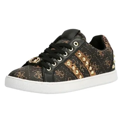 (3 UK EU 5.5 US) Guess Rassta Brown Gold Womens Leather Trainers