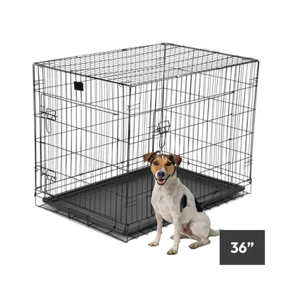 KCT 36â Large Metal Pet Crate With Floor Foldable Dog Cage Heavy Duty Training Folding for Pup