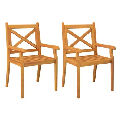 (2) vidaXL 2/3/4/6/8x Solid Wood Acacia Outdoor Dining Chairs Kitchen Accent Chair