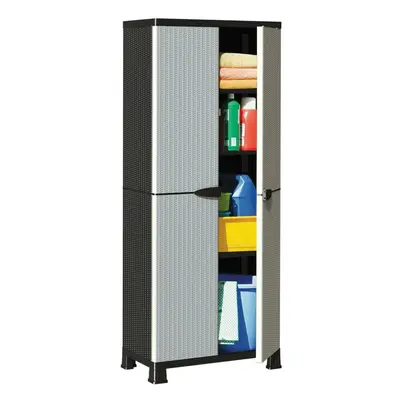 vidaXL Plastic Cabinet Rattan Design Home Organiser Storage Locker Cabinet