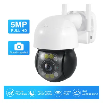 (US Plug) 5MP Wireless WIFI IP Camera HD Night Vision Humanoid Tracking Two Way Intercom Outdoor