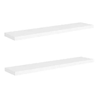 vidaXL 2x Floating Wall Shelves White 120x23.5x3.8 cm MDF Display Hanging Rack