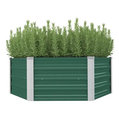 Raised Garden Bed 129x129x46 cm Galvanised Steel Green