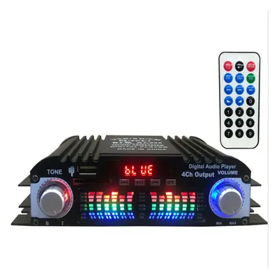 12V Car Mini HIFI Digital bluetooth Audio Power Amplifier Four Channel Output with Remote Contro