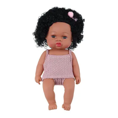 () Black Baby Dolls Soft Silicone Vinyl Play Toy Infant Reborn Handmade Doll Lifelike Newborn Gi