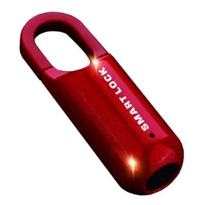 (Red) Fingerprint Lock Waterproof Mini USB Rechargeable Door Lock Quick Unlock Zinc Alloy Anti-t