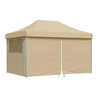 (beige, with sidewalls) vidaXL Foldable Tent Pop-up Outdoor Party Tent Garden Gazebo Canopy Shel