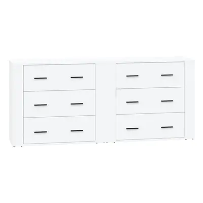 (white) vidaXL 2x Sideboards Engineered Wood Cupboard Storage Cabinet Multi Colours