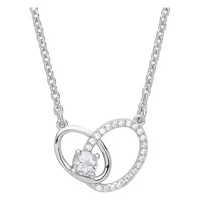 Jewelco London Ladies Sterling Silver Cubic Zirconia Oval Solitaire Halo Charm Necklace inch - G