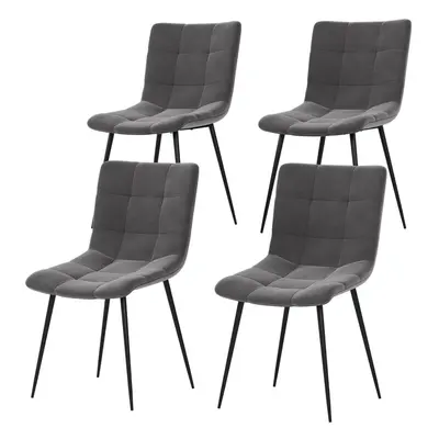 (Grey, 4) Richton Velvet Dining Chair Set Kitchen Home Room