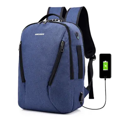 (Dark Blue) 17L Anti-theft Men Women Laptop Notebook Backpack USB Charging Port Lock Travel Scho