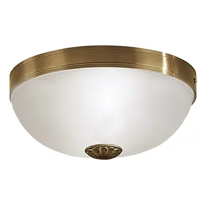 Wall Flush Ceiling Light Colour Bronzed Shade White Satin Glass Bulb E27 2x60W