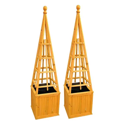 Wooden Garden Obelisk Planter with Liner (Set of 2)