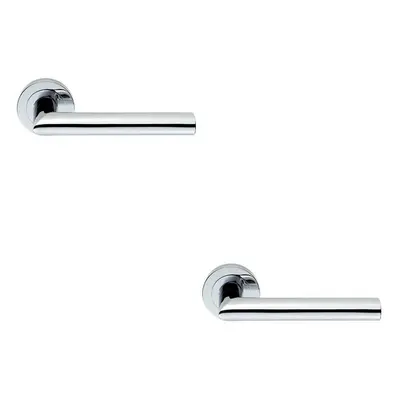 2x PAIR Straight Mitred Bar Handle on Round Rose Concealed Fix Polished Chrome