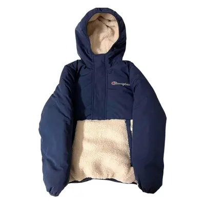 (L) Champion Half Zip Blue Hooded Jacket