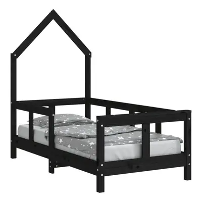 (black, x cm) vidaXL Kids Bed Frame Bedstead Wooden Bed Base Black 80x200 cm Solid Wood Pine