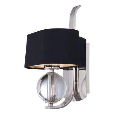 Wall Light Orb Glass Diffuser In Stem Black Shade Imperial Silver LED G9 3.5W