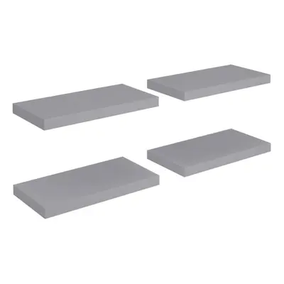 vidaXL 4x Floating Wall Shelves Grey 50x23x3.8 cm MDF Display Bookcase Ledge