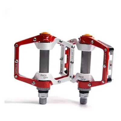 (Red) Flat Platform Aluminum Alloy Sealed Bearing 9/16" Bike Pedals For MTB Road Mountain Bike F