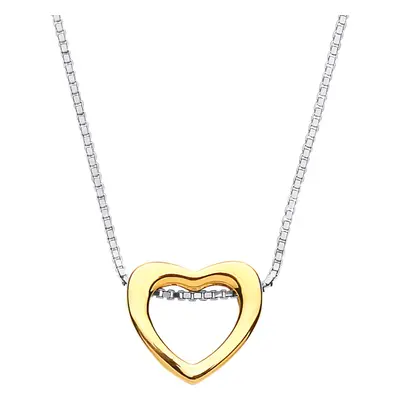 Jewelco London Ladies Yellow Gold-Plated Sterling Silver Love Heart Halo Charm Necklace + inch -