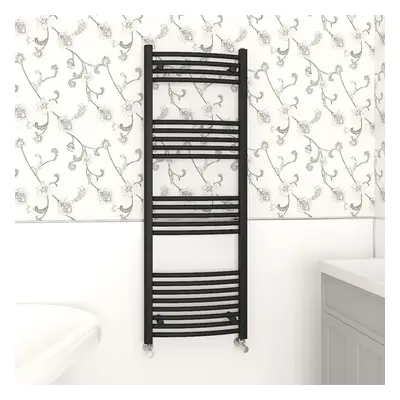 (1400x500mm, Black) NRG Curved Central Heating Towel Rail Bathroom Heated Rad Radiators Ladder W