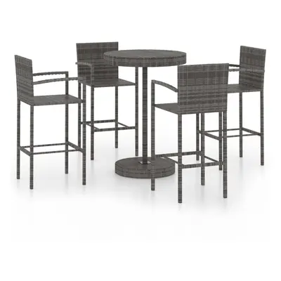 vidaXL Garden Bar Piece Poly Rattan Grey Patio Outdoor Table and Chairs