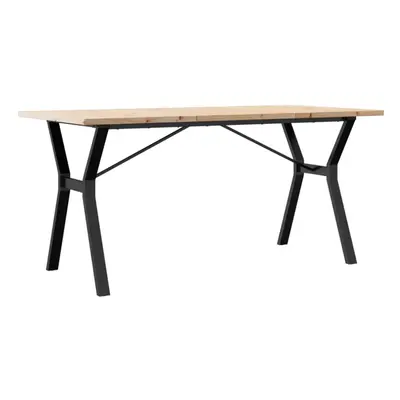 vidaXL Dining Table Y-Frame Kitchen Dinner Table Solid Wood Pine and Cast Iron