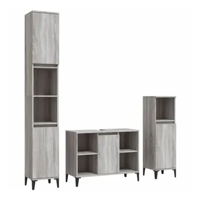 (grey sonoma) vidaXL Bathroom Furniture Set Washroom Vanity Unit Piece Engineered Wood