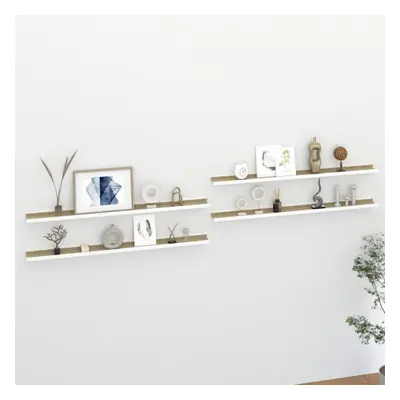 vidaXL 4x Wall Shelves White and Sonoma Oak 115x9x3 cm Hanging Display Racks