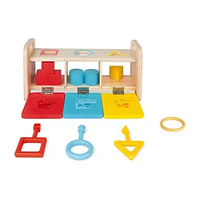 - Essential - The Key Box - Early Years Educational Wooden Game 2-In-1 - Teaches Shapes, Colours