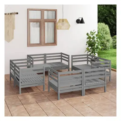 vidaXL Solid Pinewood Garden Lounge Set Piece Grey Outdoor Seating Sofa