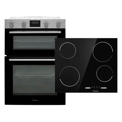 Hisense BI6095CXUK Built In Electric Electric Double Oven and Ceramic Hob Pack - Stainless Steel