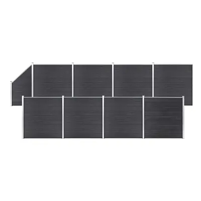 vidaXL WPC Fence Set Square+1 Slanted 1484x186cm Grey Barrier Panel Screen