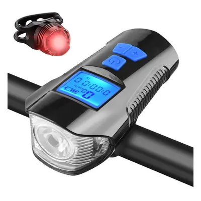 LED Bike Light Rechargeable Tail and Front Set Cycle Headlight with Bicycle Speedometer Odometer