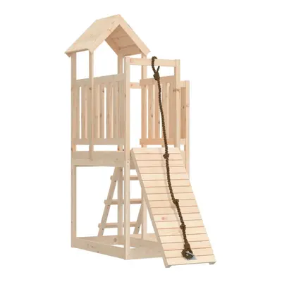 (solid pinewood) vidaXL Playhouse with Climbing Wall Solid Wood Wooden Climbing Frame