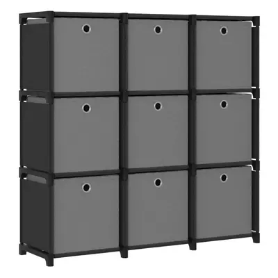 vidaXL 9-Cube Display Shelf with Boxes Black Fabric Storage Organiser Unit