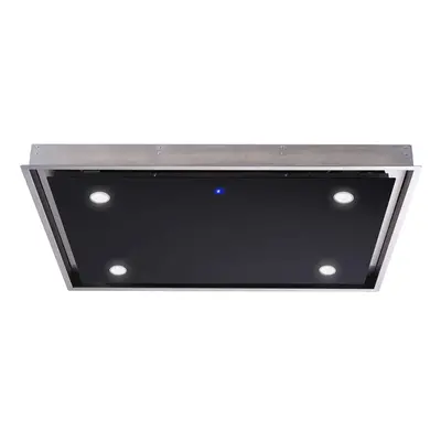 90cm Ceiling Cooker Hood Kitchen Extractor Fan In Black, Remote - SIA CLN91BL