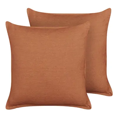 Set of Linen Cushions x cm Orange SAGINA