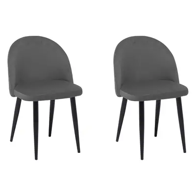 Set of Dining Chairs VISALIA Velvet Grey