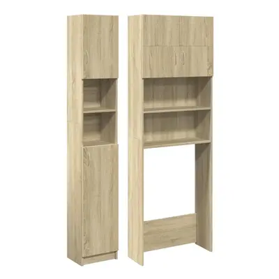 vidaXL Bathroom Furniture Set pcs Sink Cabinet Sonoma Oak Engineered Wood