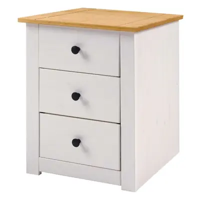 Panama Drawer Bedside in White and Natural Wax Finish