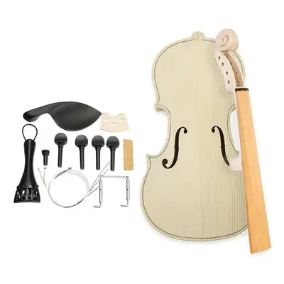 DIY Natural Solid Wood Violin Fiddle 4/4 Size Kit Spruce Top Maple Back Fiddle