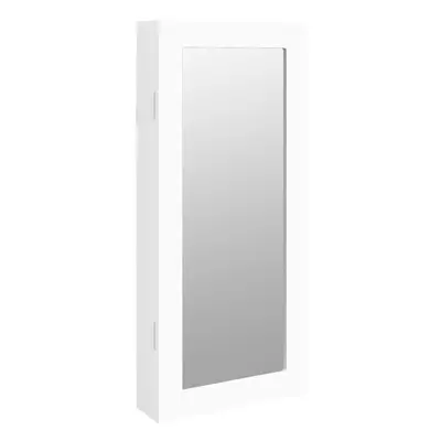 (white) vidaXL Mirror Jewellery Cabinet Jewelry Armoire Mirror Wall Mounted Cabinet