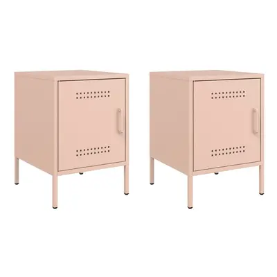 (pink, pcs) vidaXL Bedside Cabinet Bedroom Nightstand Bed Side Table Bed Cabinet Steel