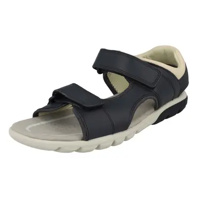 (UK 1.5 Child, Navy (Blue)) Boys Clarks Casual Strapped Sandals Rocco Wave - G Fit