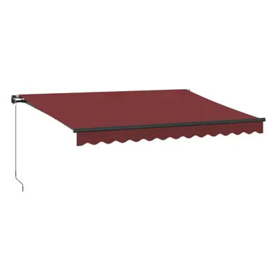 vidaXL Manual Retractable Awning with LEDs Privacy Screen Burgundy 350x250 cm