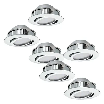 2 PACK PACK Flush Ceiling Downlight Chrome Recessed Spotlight 6W LED