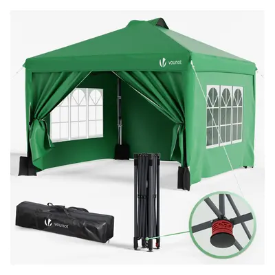 VOUNOT 3x3m Pop Up Gazebo with Sides, Central Lock System & Weight Bags, Green