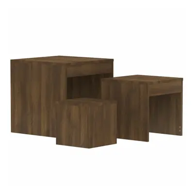 (brown oak) vidaXL Nesting Tables Living Room Side Table End Table pcs Engineered Wood